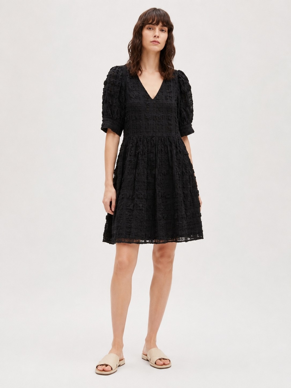 Black Textured Mini Dress